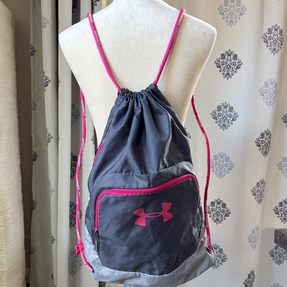 Under Armour Charcoal and Pink Drawstring Backpack